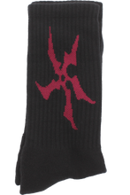 Load image into Gallery viewer, SHARP FLOWER SOCK BLACK BURGUNDY
