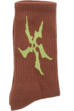 Load image into Gallery viewer, SHARP FLOWER SOCK BROWN GREEN
