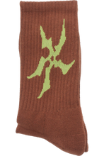 Load image into Gallery viewer, SHARP FLOWER SOCK BROWN GREEN
