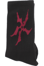 Load image into Gallery viewer, SHARP FLOWER SOCK BLACK BURGUNDY
