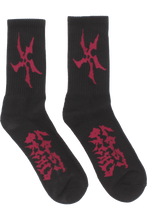 Load image into Gallery viewer, SHARP FLOWER SOCK BLACK BURGUNDY
