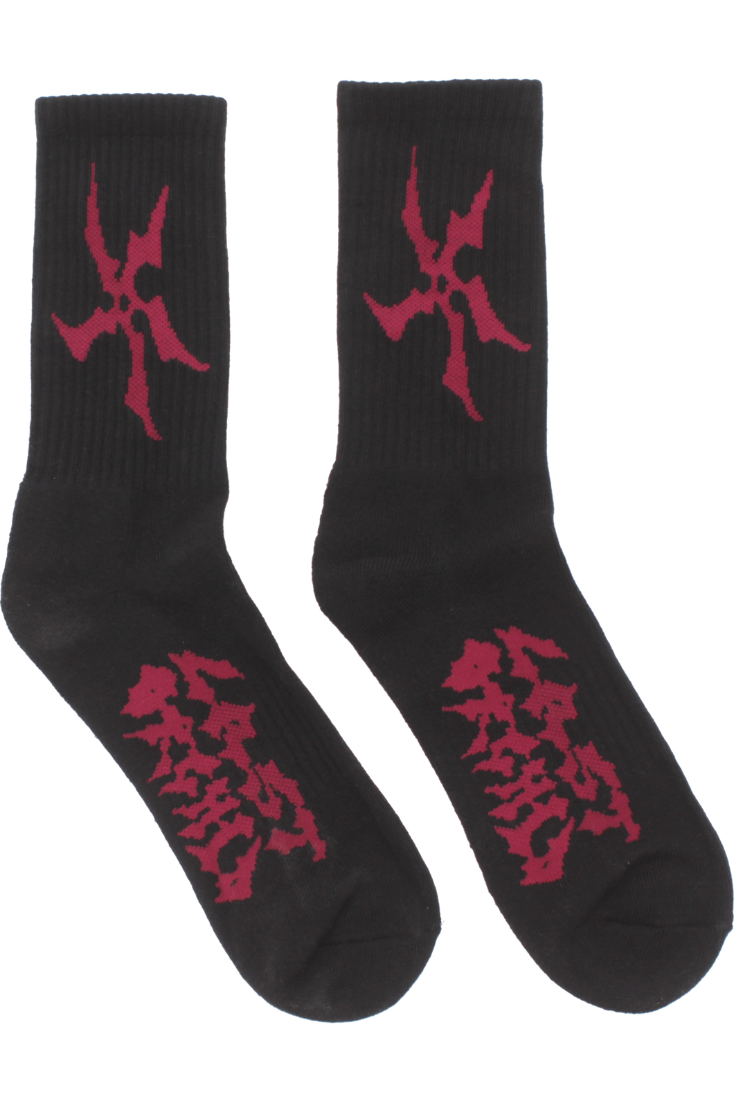 SHARP FLOWER SOCK BLACK BURGUNDY