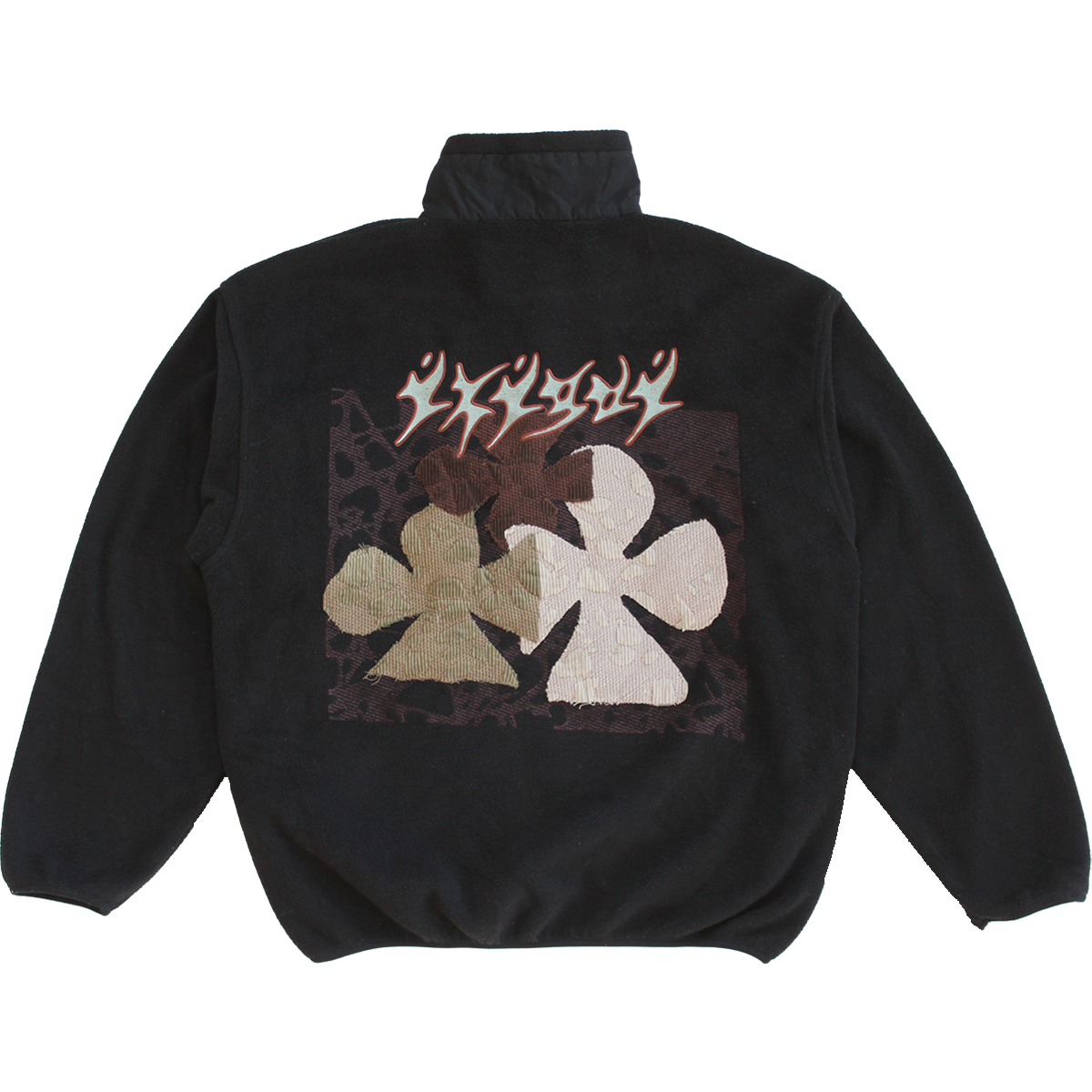 [GRAVER]★FLOWER DOT EMBROIDERY FLEECE JACKET IKIGAI FLOWER PATCH EMBROIDERED COLLAGE ON COLUMBIA FLEECE
